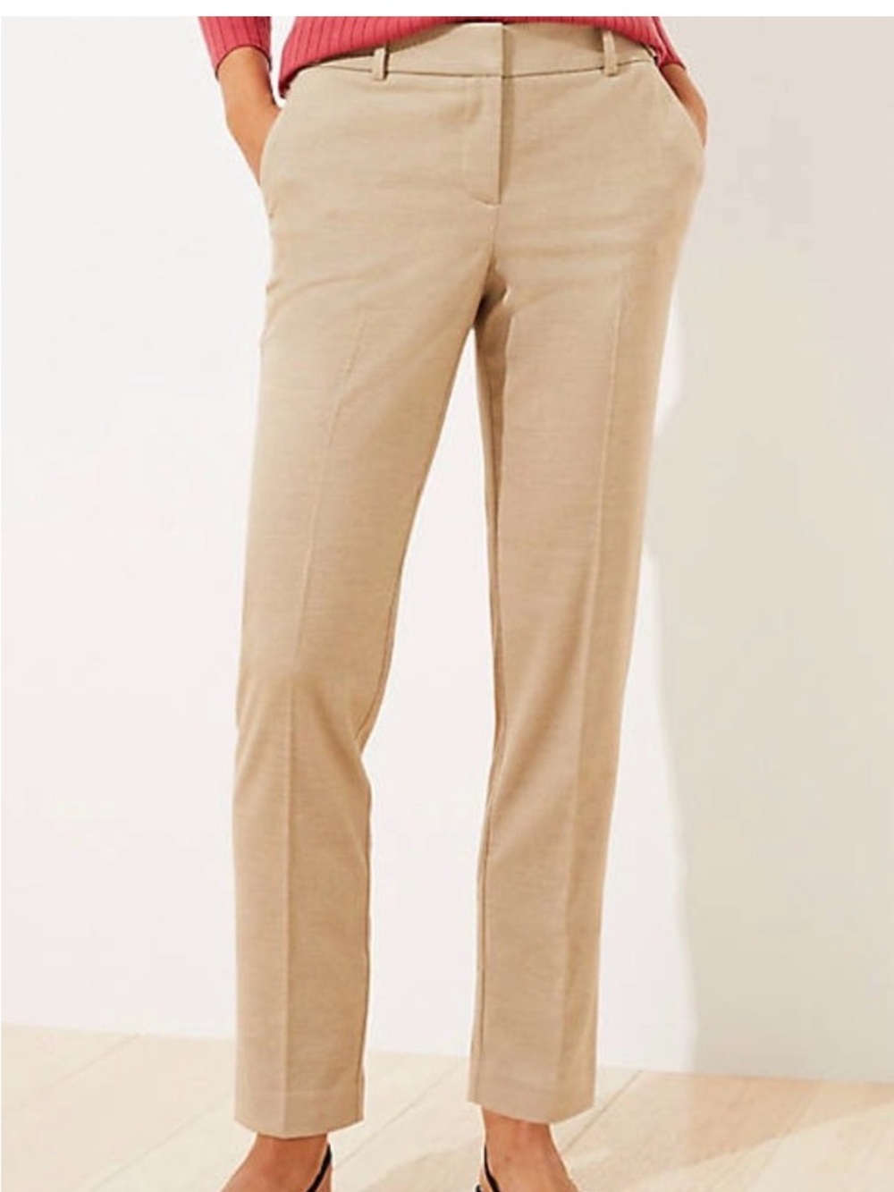 LOFT light tan Straight-Leg Tailored Pants